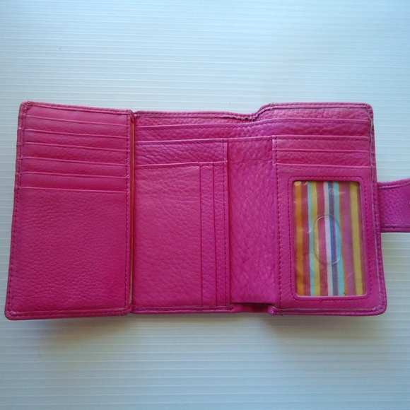 Genuine Leather Pink Wallet Button Butterfly Size-5.5x3 in - Picture 3 of 8